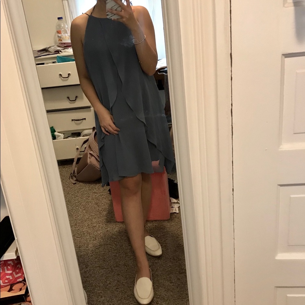 BCBG grayish blue chiffon dress